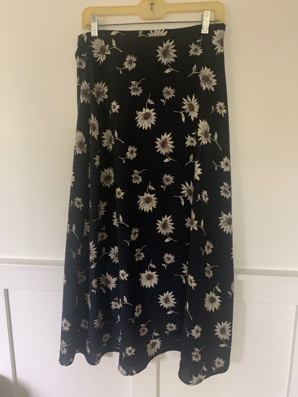 Navy Blue Sunflower Midi Skirt